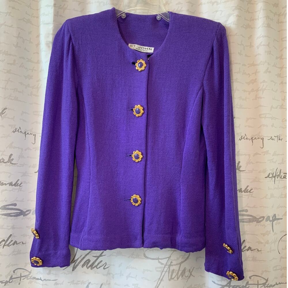 St. John Vintage Purple Button Up Blazer Size 4